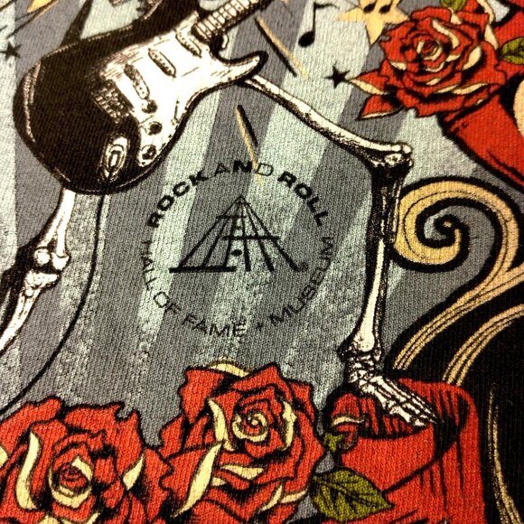 Rock n Roll Hall Of Fame Museum Grateful Dead T Shirt Small Skull Roses Band - Picture 8 of 9